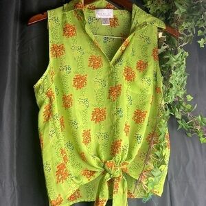 Geric New York Floral Sleeveless Blouse